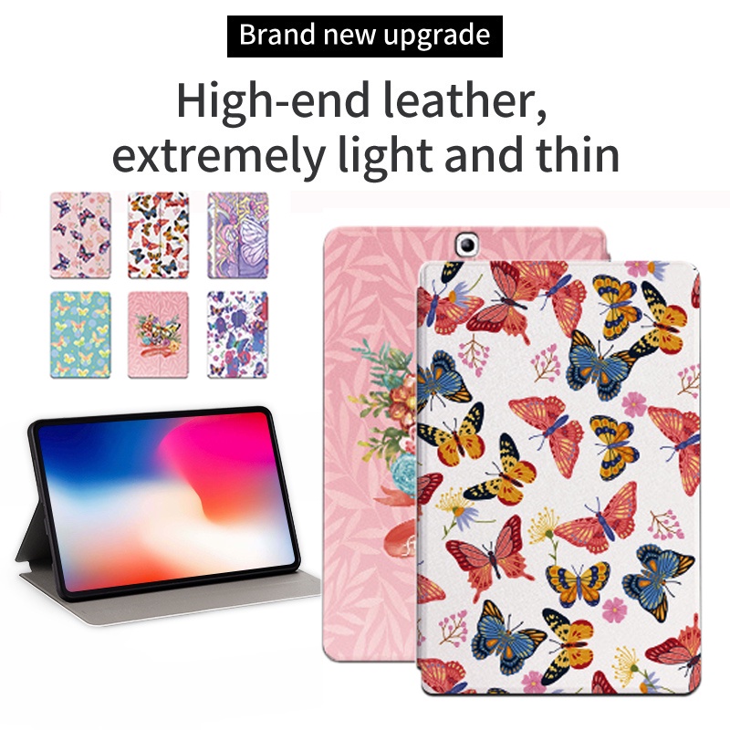 Untuk Samsung Galaxy Tab S2 9.7 Fashion Tablet Casing SM-T810 SM-T815 T815Y SM-T813 T813N SM-T819 T819N T819Y Fancy Color Butterfly Series Flip Leather Case Stand Cover