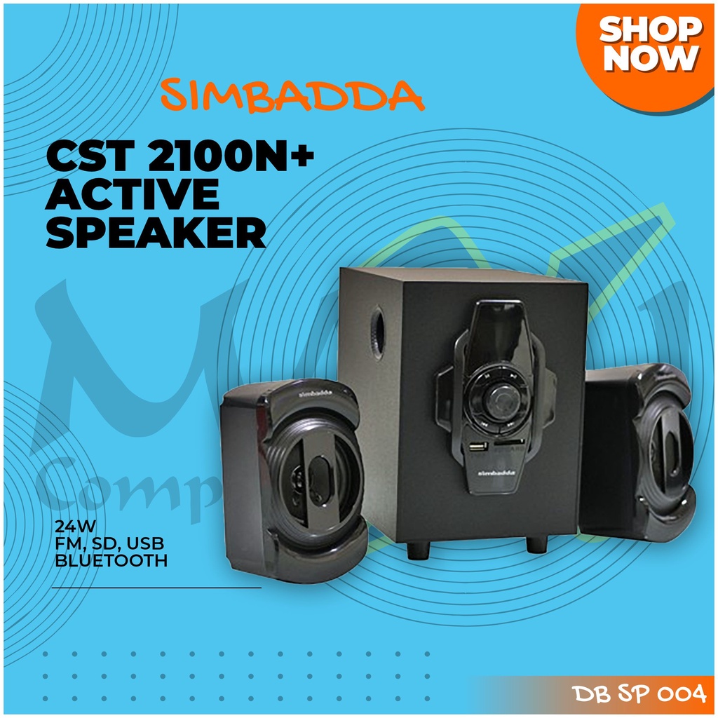 Simbadda CST 2100N+ 24W RMS AUX + FM + SD card + USB + Bluetooth 2.1 Channel Active Speaker