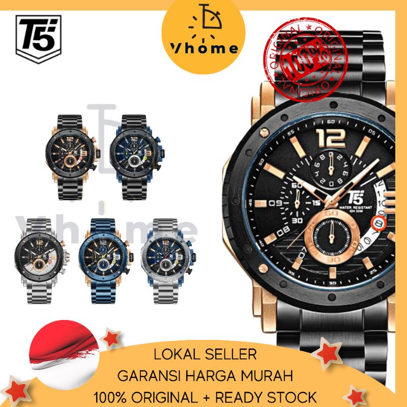 VHOME - JAM PRIA T5 ORIGINAL 100% 3746 H3746 H3746G CHRONOGRAPH WATERPROOF 3ATM BERGARANSI FREE BOX+