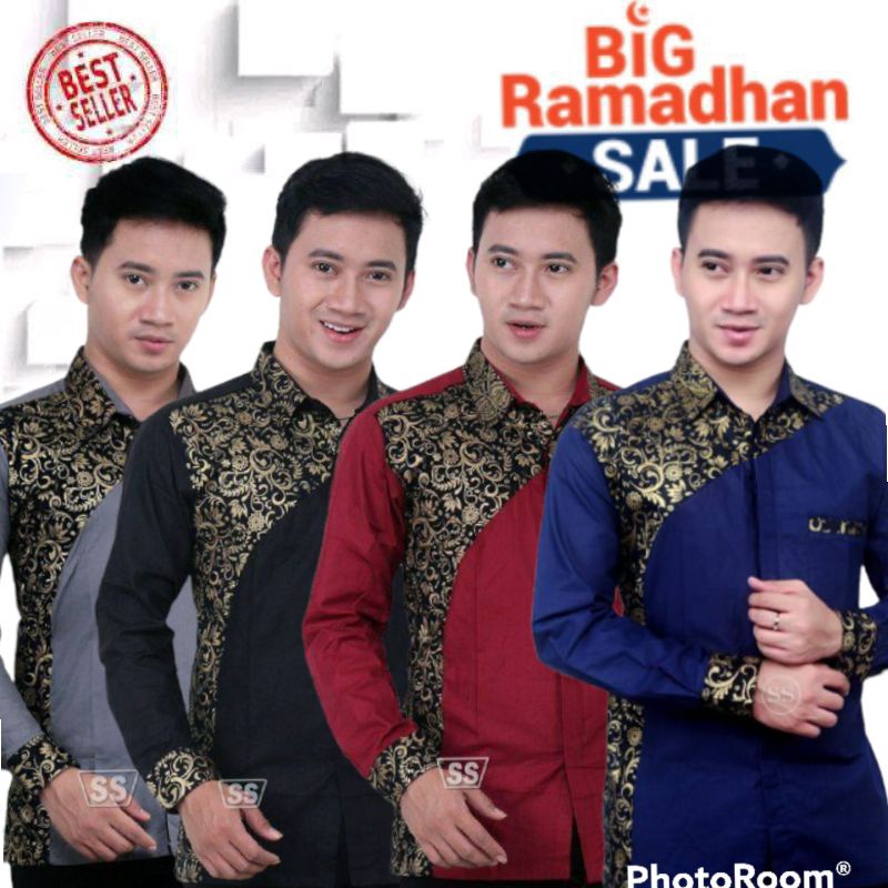 Batik Pria Lengan Panjang BATIK AZMIL HRB026 motif KERATONAN Kode 002 size M L XL XXL Reguler