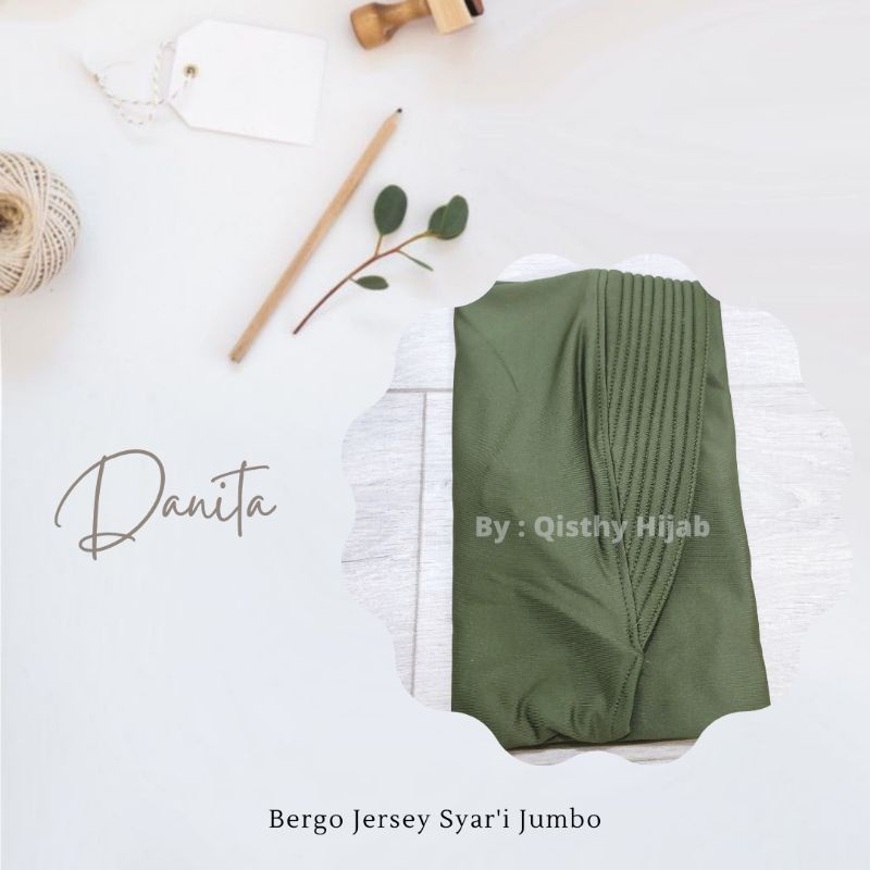 Danita Bergo Jumbo Syar'i | Hijab Instan Syar'i | Khimar Daily Instan Bergo Original | Hijab Menutup Dada | Kerudung Instan Jersey | Hijab Bergo Jersey Jumbo | Hijab jersey Khimar Murah | Khimar Jumbo  Syar'i | Jilbab Pengajian | Khimar Jumbo Premium-Army