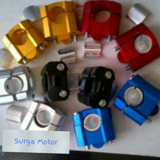 Raiser stang reser peninggi sambungan setang stir setir fatbar CNC universal merah gold hitam