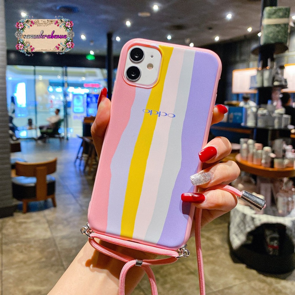 SS165 Softcase Tali Slingcase Lanyard Rainbow Oppo A1k A3s A37 A57 A39 A71 A83 A59 F1s SB1544