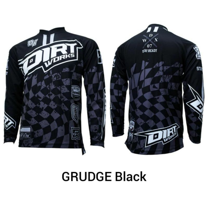 Jerseys Dirtworks GRUDGE Black - Jersey Sepeda adem Jersey MTB