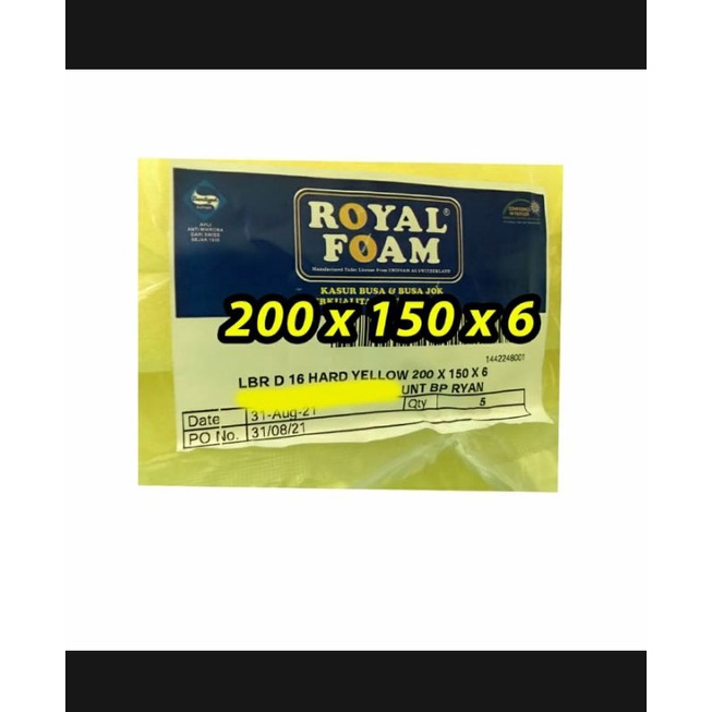 Busa Lembaran Tebal 6cm Royal Foam 150 x 200 Busa Surpet/kasur yellow/kuning Density 16