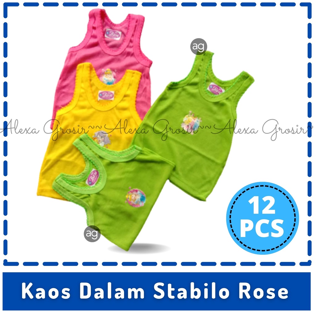 GROSIR 12 PCS Singlet Bayi / Kaos Dalam Bayi/ Singlet Anak/ Kaos Dalam Anak, Murah Stabilo ENJI