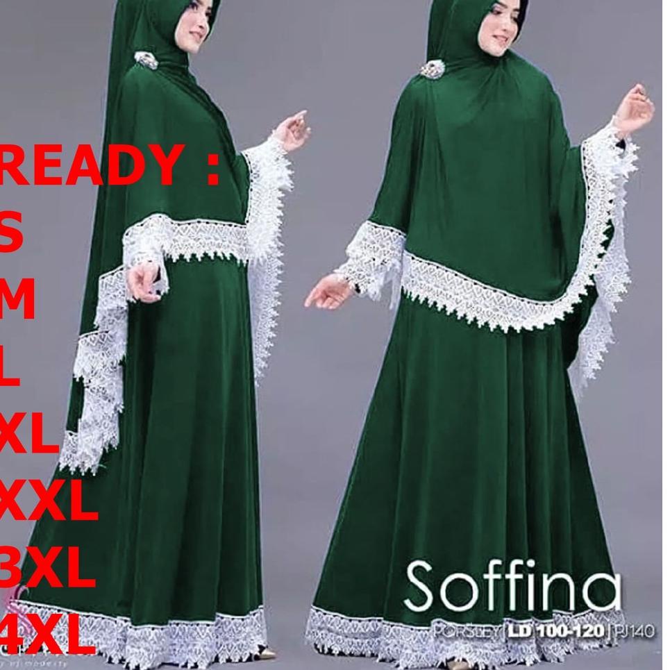 [KODE 67SYH] Kem_Store - Soffina Syari Set Khimar Aplikasi Renda 10 cm / Gamis Syari / Set Syari Kek