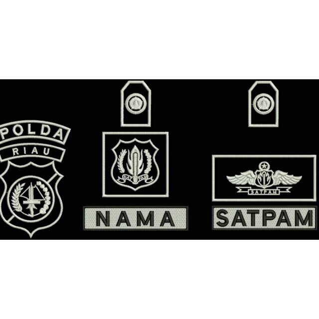 Bordir atribut SATPAM putih