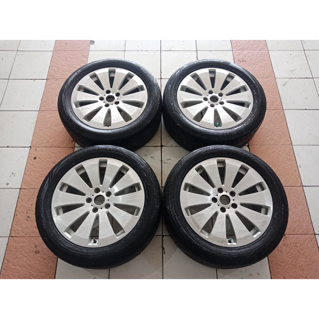 VELG MOBIL SEKEN MURAH LUVV R18X8 5X114,3 SILVER + DUNLOP 235 50 R18 (70%) YK