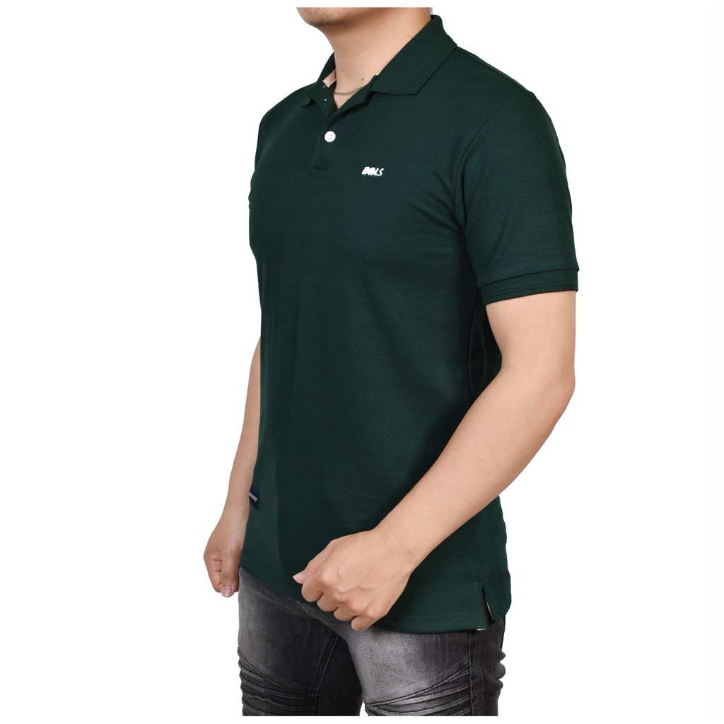 Burlois Polo Shirt Pria Lengan Pendek Pria Polos Kerah Wangki Hijau Tua