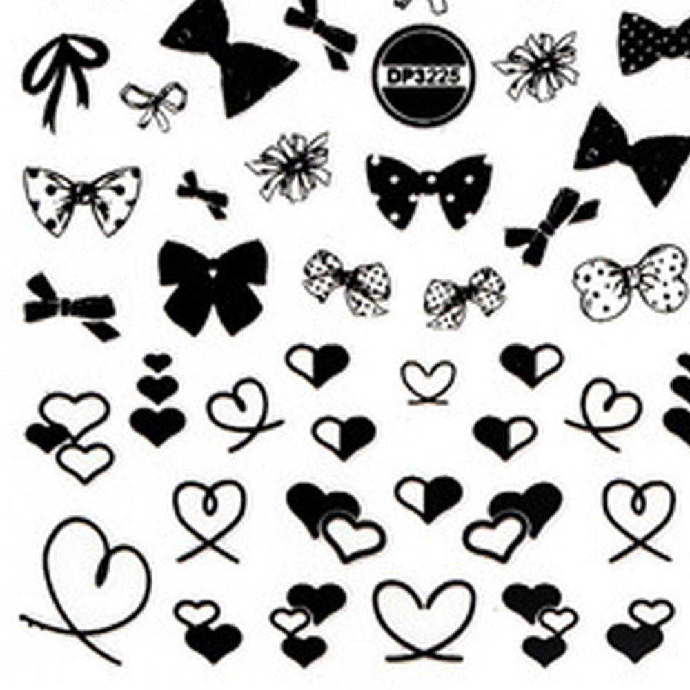 AUGUSTINA Agustin 3D Stiker Kuku Daun Cinta Manis Hati Bunga Slider Ular DIY Nail Art Decals