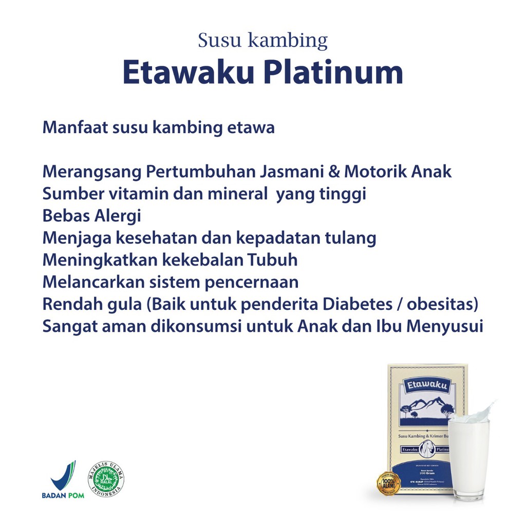 Paket Hemat 10 Box Etawaku Platinum Susu Bubuk Kambing Etawa Murni Plus Krimer Nabati Rendah Gula Tingkatkan Asi Booster &amp; Daya Tahan Tubuh Lancarkan Sistem Pencernaan Isi 200gr