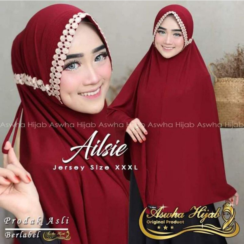 2 2 Fasion salee-  Jilbab Instan Jersy Renda/Khimar Jumbo Renda tali