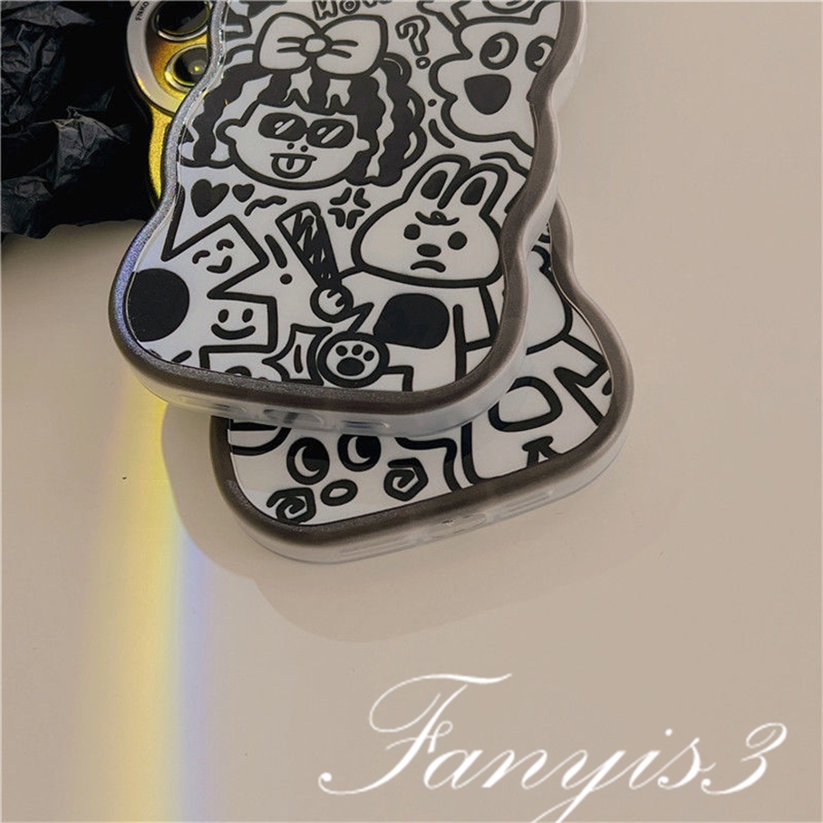 Compatible For iPhone 14 13 12 11 Pro Max X XR Xs Max 8 7 6 6s Plus SE 2020 Soft Case Pelindung Desain Telinga Kucing Graffiti Untuk