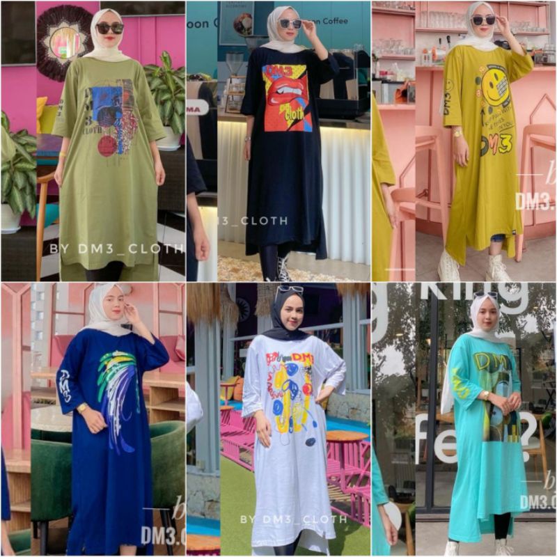 Long Tunik Original Dm3 / Tunik Kaos Lengan Panjang Dm3 / Tunik Kaos Dm3 Terbaru