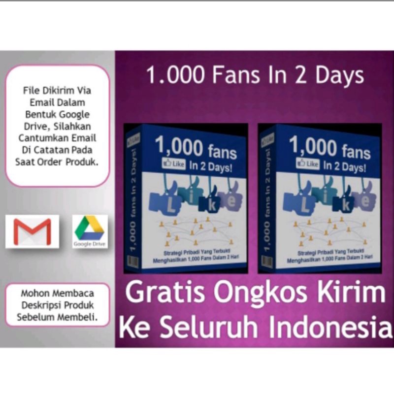 Ecourse FACEBOOK FanPage 1000 Fans Dalam 2 Hari Free Ongkir