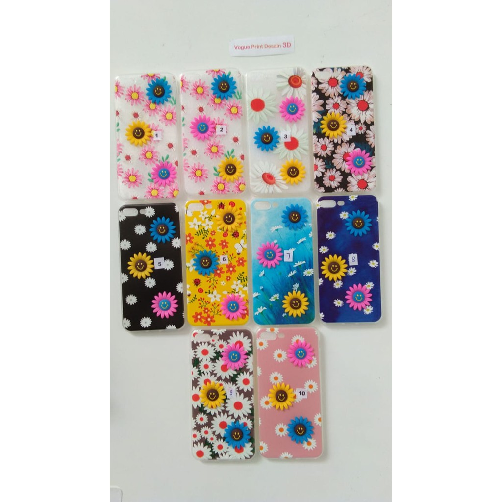 [ GROSIR 1 SET ] Case 4D Motif Sun Flower - silikon bening ALL TYPE HP