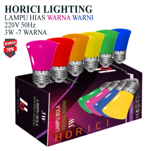 MEREK HORICI lampu bola/Lampu warna warni Led 1 set isi 7 pcs 7 warna / bola led warna warni 3w /Lampu Led Hias