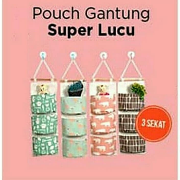 Pouch gantung 3 in 1 SEKAT Hanging Storage bag Organizer Interior Rumah dinding kamar set Travel Tas