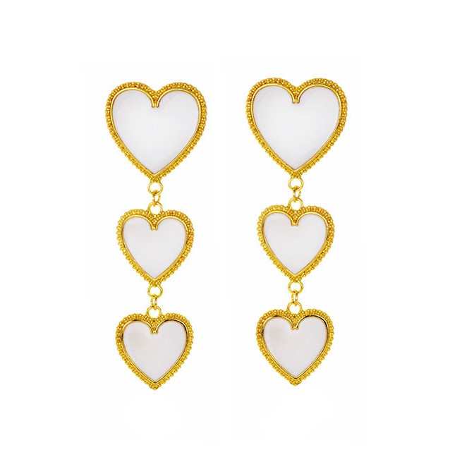 LRC Anting Tusuk Fashion Alloy Three Love Earrings F7379X