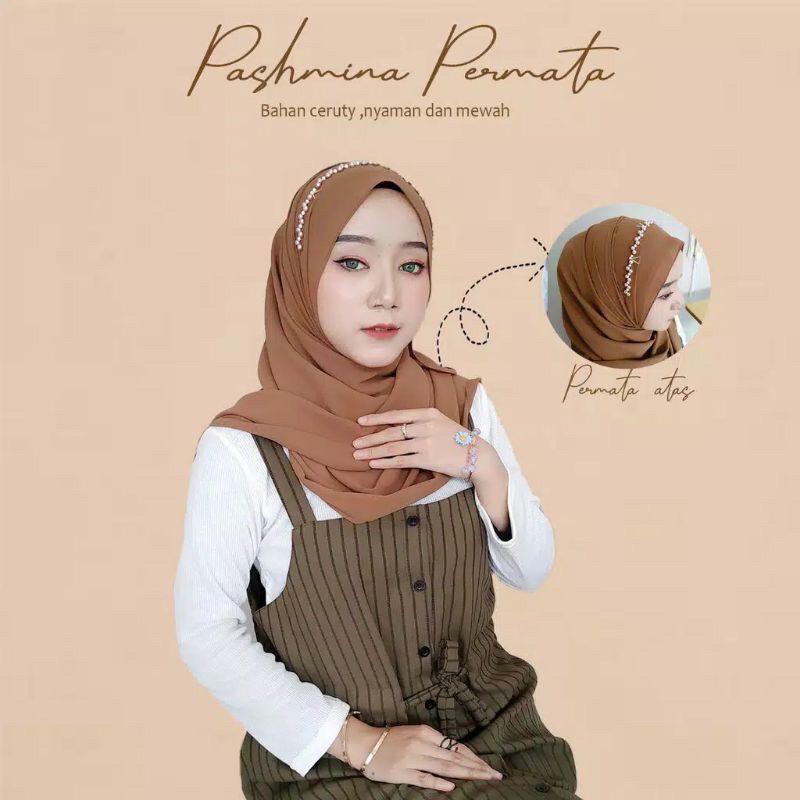 Jilbab Pashmina Ceruti Payet Mutiara (Mohon Baca Deskripsi) Ori Liana Hijab-2