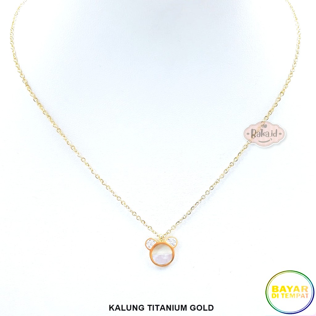 RAKA Acc - Kalung Wanita Kalung Titanium Mickey Bulat Bulat Perhiasan Cantik Wanita Berkualitas 607