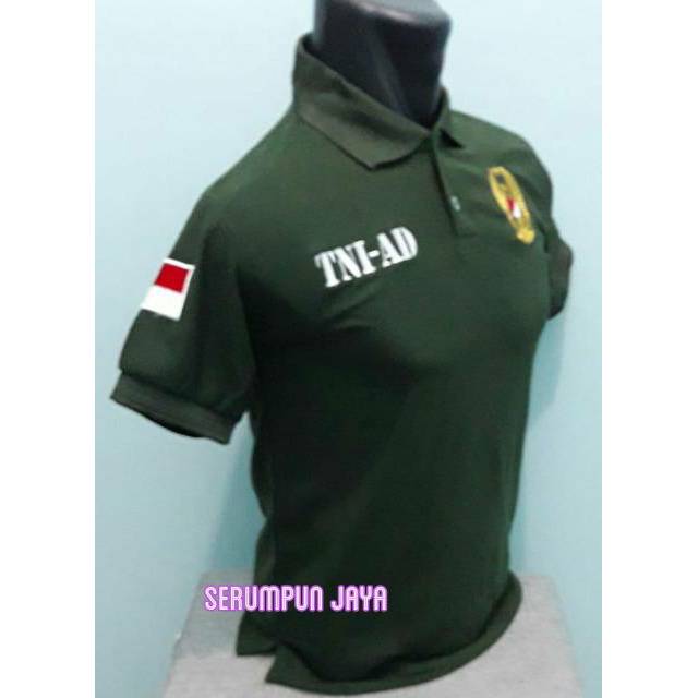 KAOS KERAH TNI AD - KAOS TNI AD HIJAU ARMY - KAOS POLO TNI AD HIJAU ARMY FULL BORDIR