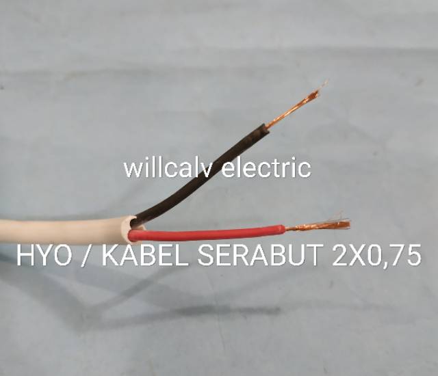 KABEL ISI 2 SERABUT HYO 2X0.75 PUTIH - KABEL SERABUT ISI 2 HYO 2X0.75 PUTIH HARGA PER ROLL 50 METER