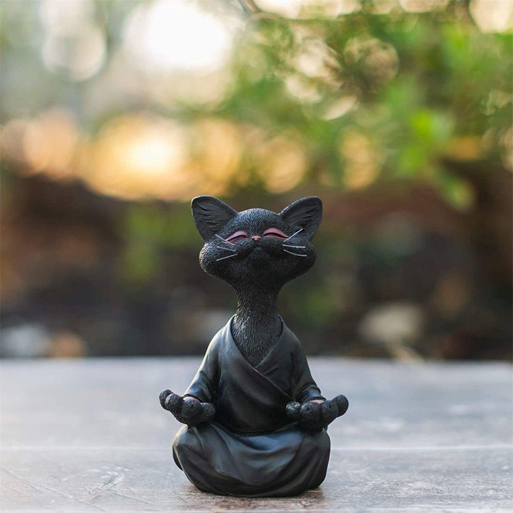 [Elegan] Kucing Meditasi Dekorasi Taman Ornamen Resin Lucu