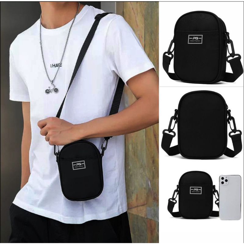 Tas Selempang Hitam Mini Pria Wanita Dikie Keren Murah Simpel Casual Best Seller Distro -BG977