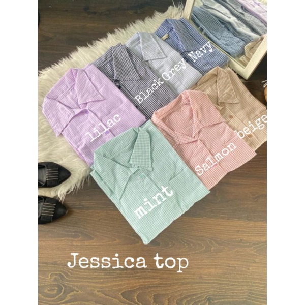 Kemeja wanita Oversize Ld 110 model balon elegan katun premium kotak kecil-5