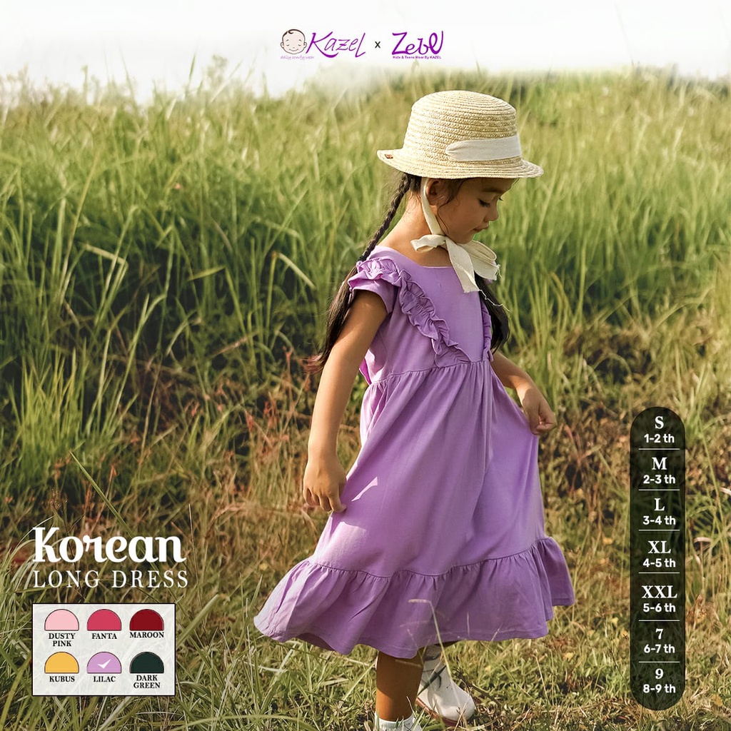 KAZEL X ZEBE KOREAN LONG DRESS DRESS ANAK BAJU ANAK FASHION ANAK PEREMPUAN