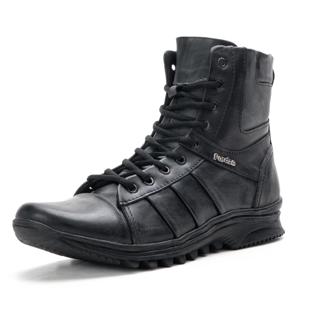 Sepatu Boots Pria Tali Casual Boot Touring Model Tali dan Resleting Bahan Kulit Asli M.BKS03TP