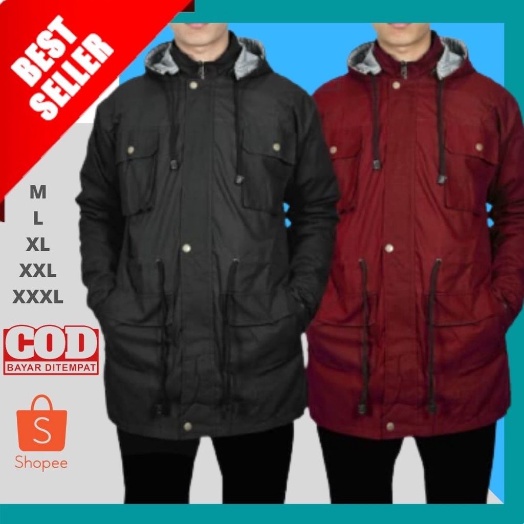 Jaket Parka Pria Parasut Waterproof Original Parasit Dewasa Terbaru Ukuran Jumbo M L XL XXL XXXL