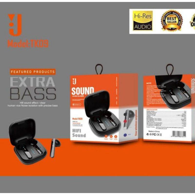 Headset bluetooth TWS TK09 hitam