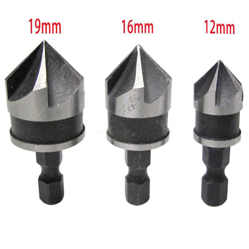 Mayitr Mata Bor Drill Bit Countersink Carbon Steel 12 16 19mm