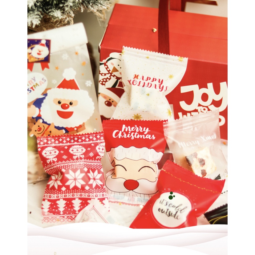 25pcs MIX A Plastik SEAL segel cookie bag 7x10cm Natal untuk permen kue kering biscuit cookies SB 71 Xmas