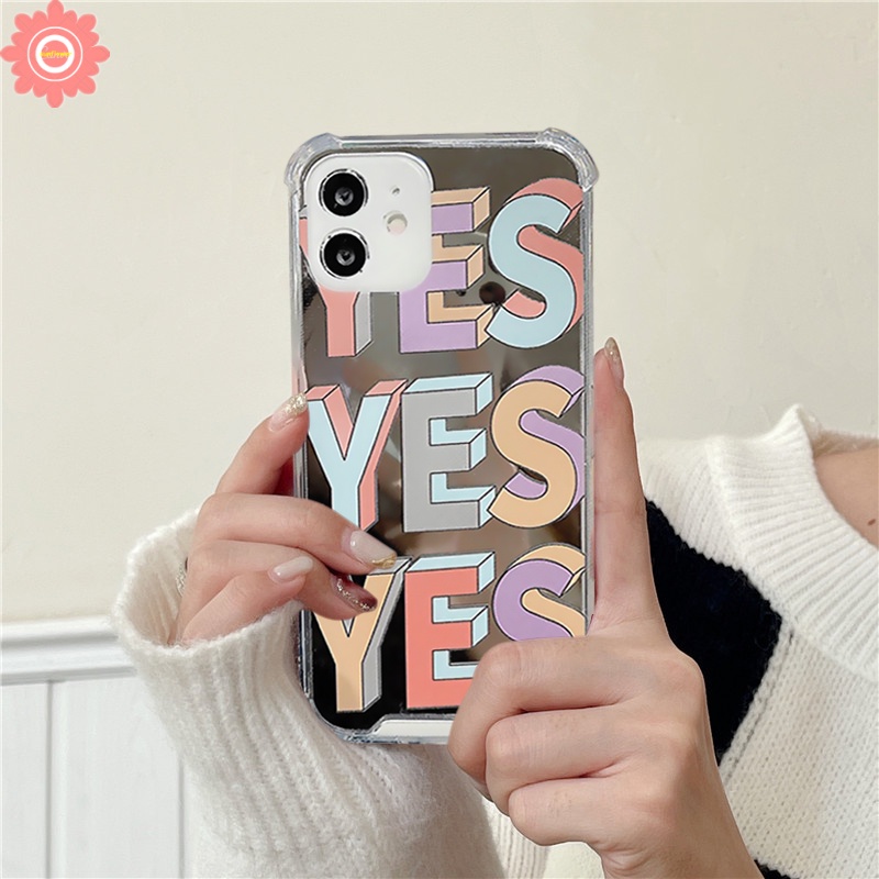 Casing iPhone 11 13 12 Pro Max 7 8 Plus 7Plus 8Plus XR X XS Max SE 2020 Shockproof Motif Huruf YES