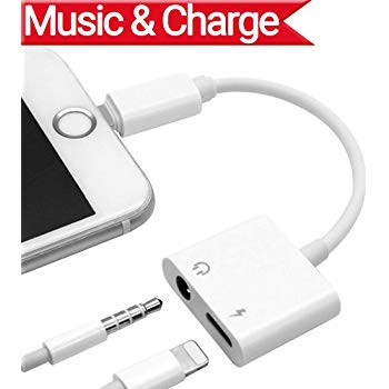 A_   Splitter 2 In 1 Lightning iphone To 3.5mm Audio Jack And Lightning Port Bluetooth MH-030