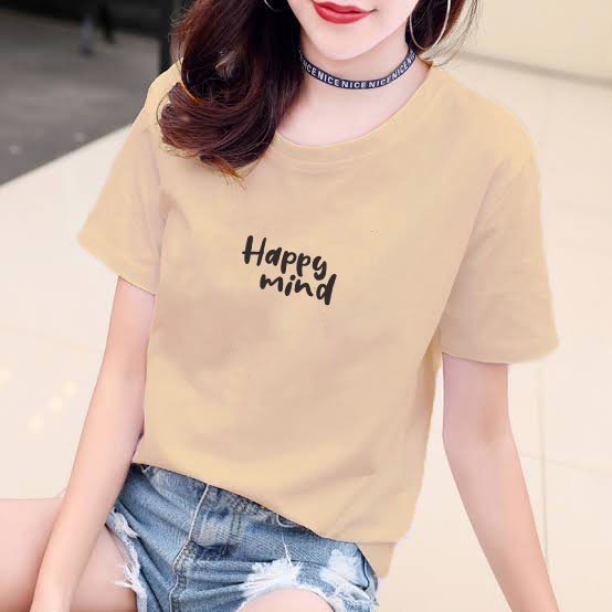 YOURSTYLE1119 - KAOS HAPPY MIND BAJU KAOS WANITA DISTRO UNISEX OVERSIZE JUMBO KEKINIAN TERLARIS