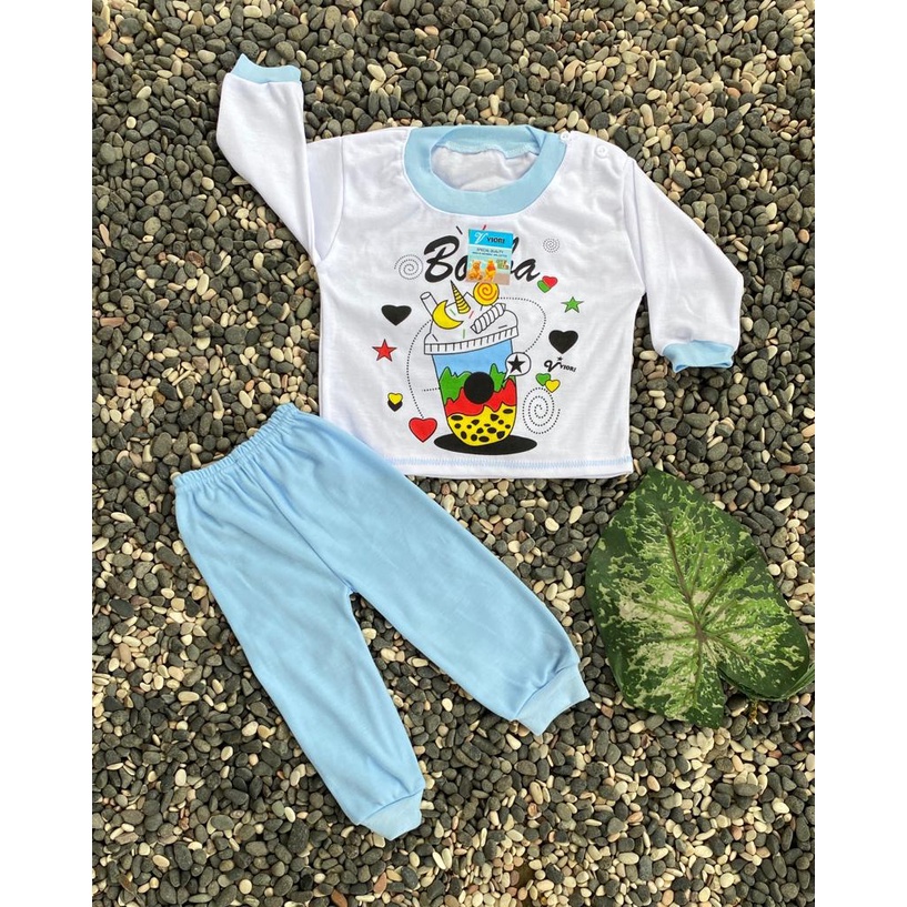 setelan baju anak laki-laki/perempuan lengan panjang 3-18bulan motif lucu booba