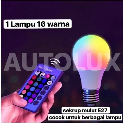 Lampu Bohlam Smart RGB E27 Bulb 5W Bohlam Bolam Softbox Remote