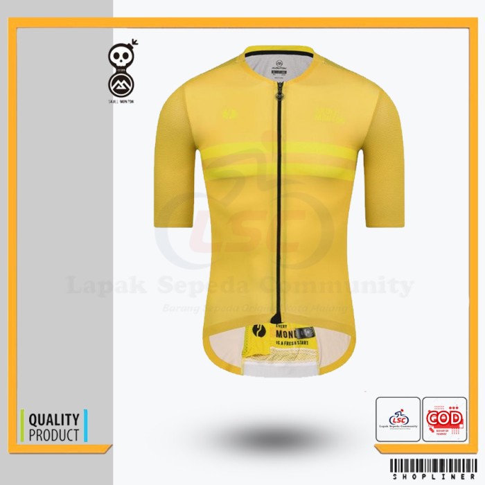Jersey Sepeda Monton Monday Yellow Cycling Short Roadbike Gowes Sepeda - XXXL