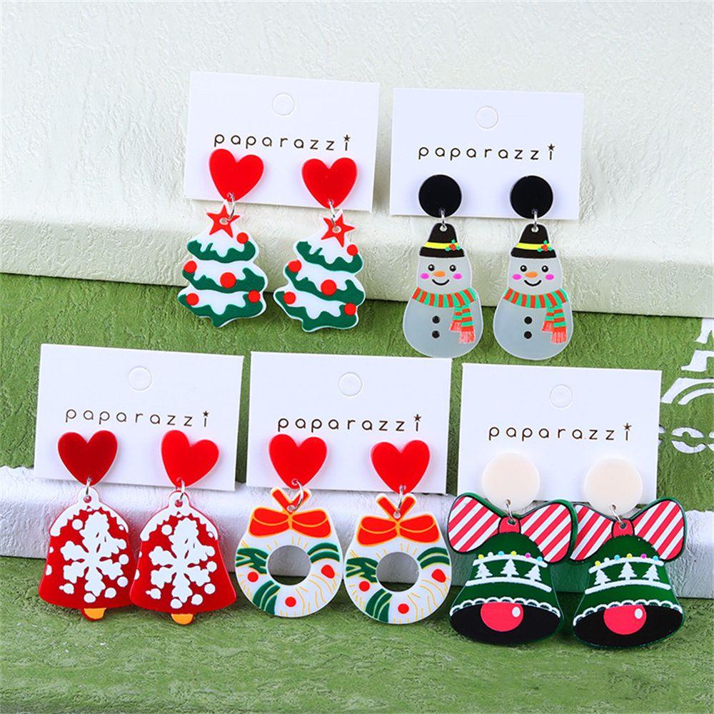 Preva Anting Natal Anting Perhiasan Fashion Kreatif Snowflake Snowman Xmas Hadiah Akrilik