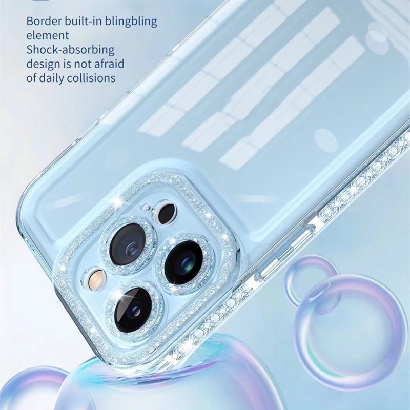 Advanced luxury flash diamond transparent iphone 11 pro max 12 13 pro max X/Xs max XR aesthetic clear TPU shockproof soft shell premium