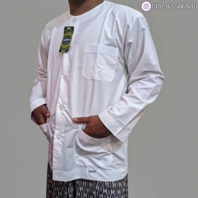 Baju Koko Muslim Oblong Pria Tanpa kerah