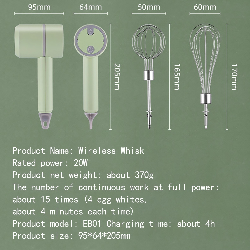 Mesin Pengocok Telur / Krim / Bawang Putih Elektrik Wireless Rechargeable