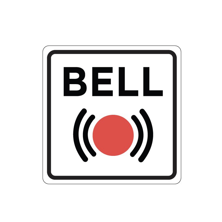 

SIGN TAG ACRYLIC TIMBUL PENCET BELL UK. 10X10 CM