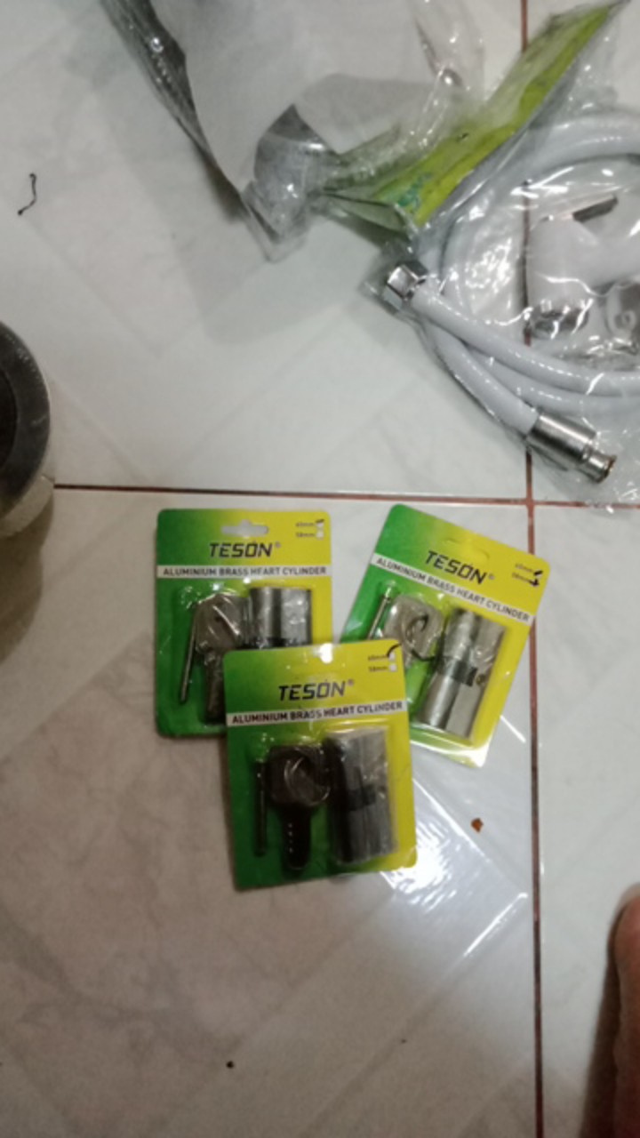 1 Set | Silinder Kunci Teson Besar - Kecil / Jantung Kuningan / Cylinder Press Door Lock Key