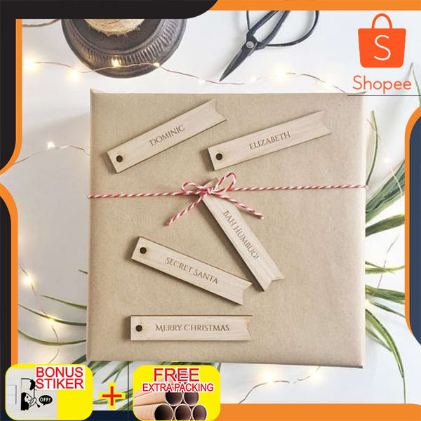 

Label Tag Kayu | Hampers Tag Kayu | 6x15cm | Hiasan Hampers Keren